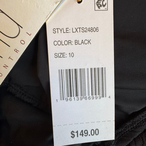 Beyond Control NWT Women's Size 10 Swim Dress Black Tropical Detail Ruched Side - Picture 8 of 9